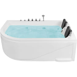 Beliani - Baignoire Balnéo d'Angle à Gauche en Acrylique avec Fonction Massante 2 Appui-têtes et Éclairage led Votre Bain à Remous et spa à Domicile
