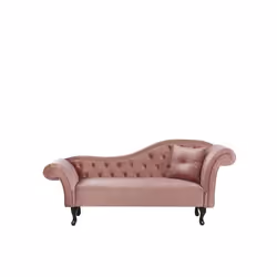 Chaise longue côté droit en velours rose LATTES