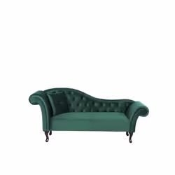 Chaise longue côté gauche en velours vert foncé LATTES