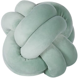Coussin Décoratif Noeud Vert en Forme de Balle en Grosse Mailles de Laine XXL Polyester pour Canapé ou Lit Décoration Moderne Beliani