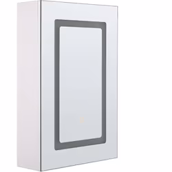 Armoire de rangement murale lumineuse avec miroir pour salle de bain. Ce meuble de salle de bains lumineux et spacieux est id ...