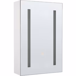 Armoire de salle de bain 1 porte avec miroir lumineux à LEDs. Cette salle de bains à l'allure simple s'adapte à toute une sér ...