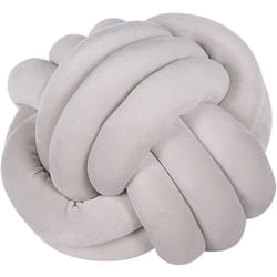 Beliani - Coussin Décoratif Noeud Gris en Forme de Balle en Velours pour Canapé ou Lit Décoration Moderne