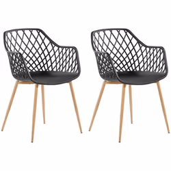 Description générale Chaises scandinaves noires et bois clair, idéales pour une salle à manger ou une cuisine moderne. Fabriq ...
