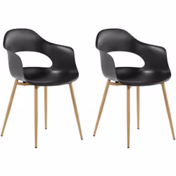 2 chaises de salle à manger au design scandinave noires et bois clair. Cet ensemble de 2 chaises de salle à manger apporte un ...