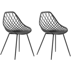 Beliani - Lot 2 Chaises Design Blanches en Plastique Noir et Métal Noir Robustes et Confortables pour Salon ou Salle à Manger Minimaliste et