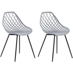 Lot 2 Chaises Design Blanches en Plastique Gris Clair et Métal Noir Robustes et Confortables pour Salon ou Salle à Manger Scandinave