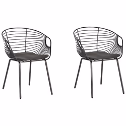2 chaises de salle à manger en métal noir avec assise en cuir PU. Ces chaises inspirées des formes industrielles s'associent  ...
