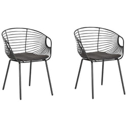 Beliani - Lot de 2 Chaises Design en Métal Noir avec Assises en Simili-cuir Noir Style Tendance pour Salle à Manger Salon ou Cuisine Moderne et
