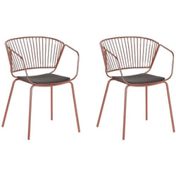 Lot de 2 Chaises Design en Métal Cuivré avec Assises en Simili-cuir Noir pour Salle à Manger Salon ou Cuisine Minimaliste et Glamour Beliani