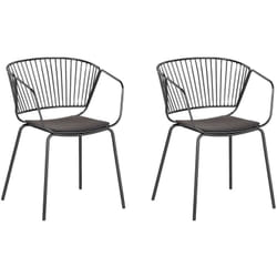 Lot de 2 Chaises Design en Métal Noir avec Assises en Simili-cuir pour Salle à Manger Salon ou Cuisine Minimaliste et Glamour Beliani