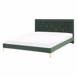 Lit double en velours vert 140 x 200 cm LIMOUX