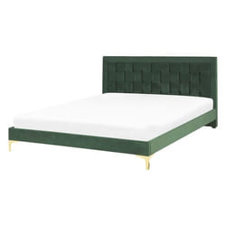 Lit double en velours vert 140 x 200 cm LIMOUX