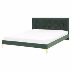 Lit double en velours vert 160 x 200 cm LIMOUX