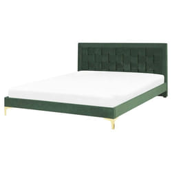 Lit double en velours vert 160 x 200 cm LIMOUX