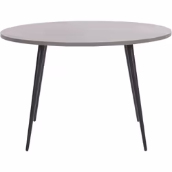 Table de Salle à Manger Ronde 120 cm Plateau Effet Béton Gris Clair et Pieds Obliques en Métal Noir pour Intérieur Rétro ou Moderne Beliani