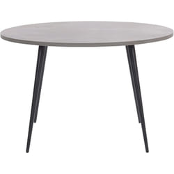 Table de Salle à Manger Ronde 120 cm Plateau Effet Béton Gris Clair et Pieds Obliques en Métal Noir pour Intérieur Rétro ou Moderne Beliani