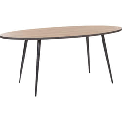 Beliani - Table de Salle à Manger Ovale 180 x 90 cm Effet Bois de Chêne et Pieds en Métal Noir pour Intérieur Scandinave Rétro ou Moderne