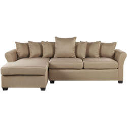 Canapé d'Angle Côté Droit Fixe en Tissu Beige de Qualité avec Coussins Extra Idéal pour 3 Personnes et Salon Moderne Rétro et Scandinave Beliani