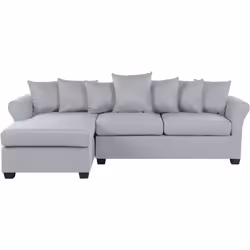 Canapé d'angle gris clair au style rétro pour 3 personnes. Ce canapé d'angle gris clair transformera n'importe quel salon en  ...