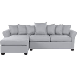 Canapé d'Angle Côté Droit Fixe en Tissu Gris Clair de Qualité avec Coussins Extra Idéal pour 3 Personnes et Salon Moderne Rétro et Scandinave Beliani