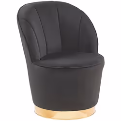 Fauteuil circulaire en velours noir au style glamour. Ce fauteuil club est une pièce d'appoint parfaite pour le salon et la c ...