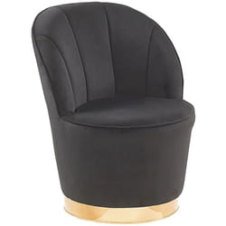Fauteuil Design en Velours Noir avec Assise Ronde et Pieds Dorés Idéal pour Salon Glamour et Chic Tendance Beliani