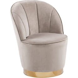 Fauteuil Design en Velours Beige Clair avec Assise Ronde et Pieds Dorés Idéal pour Salon Glamour et Chic Tendance Beliani