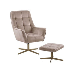 Beliani - Fauteuil en velours beige avec repose-pieds assorti MOLLE