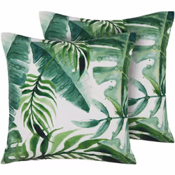 2 coussins décoratifs de jardin en tissu hydrofuge vert et blanc. Ravivez le look de votre jardin en y ajoutant une touche él ...