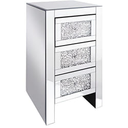 Table de chevet - BELIANI - LORAY - Effet diamants broyés - 3 tiroirs - Argenté