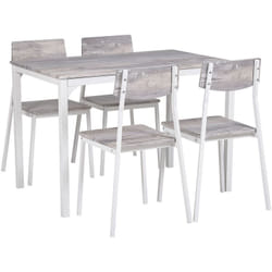 Ensemble de Salle à Manger Complet Table 4 Chaises Effet Bois Gris avec Pieds Blancs Design Industriel Tendance Parfait pour Cuisine Moderne Beliani