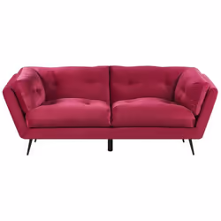 Canapé 3 places en velours rouge bordeaux LENVIK - BELIANI - Vintage - Avec accoudoirs - Tissu
