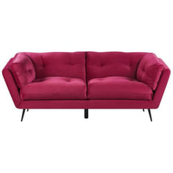Canapé 3 places en velours rouge bordeaux LENVIK - BELIANI - Vintage - Avec accoudoirs - Tissu