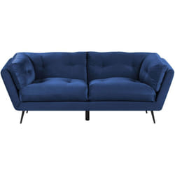 Canapé 3 Places Rembourré en Velours Bleu Foncé avec Piètement Noir et Coussins Capitonnés Très Confortable pour Salon Glamour et Rétro Beliani