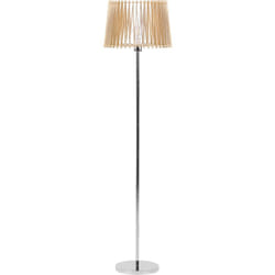 Lampadaire avec Abat-jour Effet Bois Clair sur Pied en Métal Chromé E27 Max 40W Éclairage Ambiant pour Salon ou Chambre Moderne et Glamour Beliani