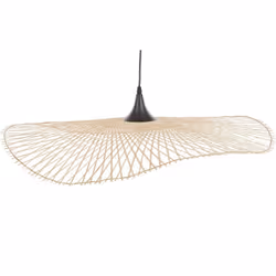 Suspension luminaire en bambou clair au style industriel et moderne. Cette lampe suspension au design exceptionnel sera un fa ...