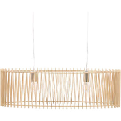 Beliani - Lampe Suspension Design Abat-jour Ajouré en Lamelles Effet Bois Clair pour 2 Ampoules E27 Max. 40W Luminaire de Salon ou Cuisine
