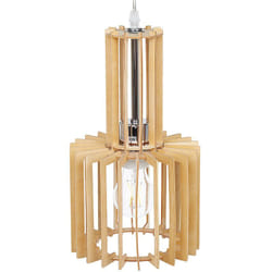 Lampe Suspension Type Cage en mdf de Couleur Bois Clair E27 Max. 40W pour Salle à Manger ou Cuisine Boho ou Scandinave Beliani
