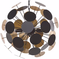 Suspension luminaire design avec disques noirs et dorés . Ajoutez cette lampe suspension design à votre salon, chambre ou cou ...