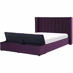 Lit avec rangement. Ce lit tapissé de velours est une véritable pièce maîtresse de toute chambre à coucher moderne et traditi ...
