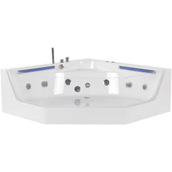 Beliani - Baignoire Balnéo Angle à Gauche en Acrylique Blanc Très Design Avec Eclairage Led pour Salle de Bains Moderne et Minimaliste