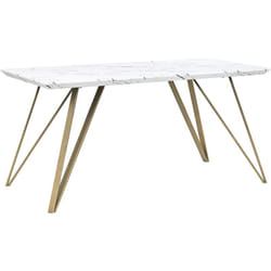 Table Basse 150 x 80 cm Blanc Effet Marbre Avec Pieds Dorés de Style Glamour et Rétro pour Salon Moderne Beliani