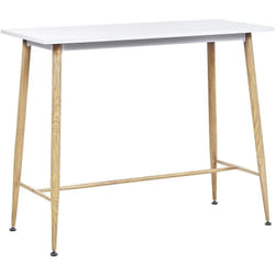 Beliani - Table Haute Mange Debout Rectangulaire 90x50 cm Blanche avec Pieds en Métal Effet Bois Idéale pour Petite Cuisine Moderne et Scandinave