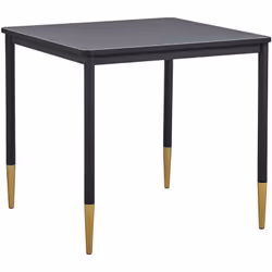 Table de salle à manger carrée noire avec pieds dorés. Une table moderne aux dimensions compactes qui conviendra parfaitement ...