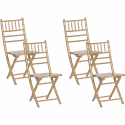 4 chaises de salle à manger pliantes en bois de hêtre doré. Un ensemble attrayant de quatre chaises qui constitue une solutio ...