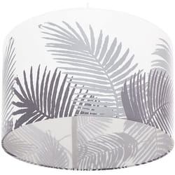 Lampe Suspension Luminaire Cylindre Blanc et Gris Motif Feuilles de Palmier E27 40W Idéal pour Salle à Manger ou Salon Moderne et Scandinave Beliani
