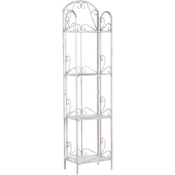 Etagère Pratique de Salle de Bain ou Salon avec 4 Niveaux de Style Ancien en Acier Blanc pour Déco Moderne ou Rétro Beliani