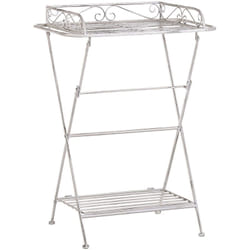 Table Basse d'Appoint En Acier avec Grille et Barres Blanches et Viellies pour Intérieur Rétro ou Industriel Beliani
