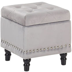 Beliani - Coffre de Rangement au Style Chesterfield en Velours Gris clair pour Intérieur Glamour